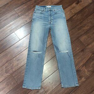 Re/Done 70's Stove Pipe High Rise Button Fly Jeans SIZE 26